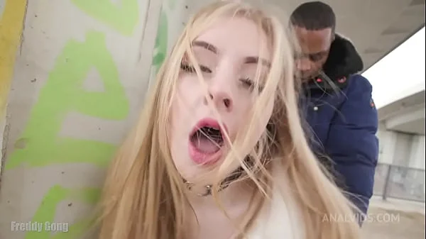 Blonde kinky slut Baby Kxtten get her holes drilled by 2bbc