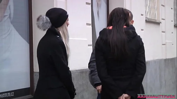 Uma and Jena picking up stranger on the streets to have sex in the car, facial cum included