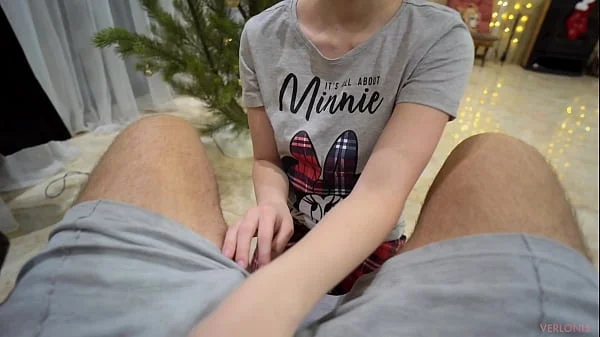 A young stepsister does not mind having sex for a New Year's 2022 gift. She likes to ride the cock on top and when she is hard fucked