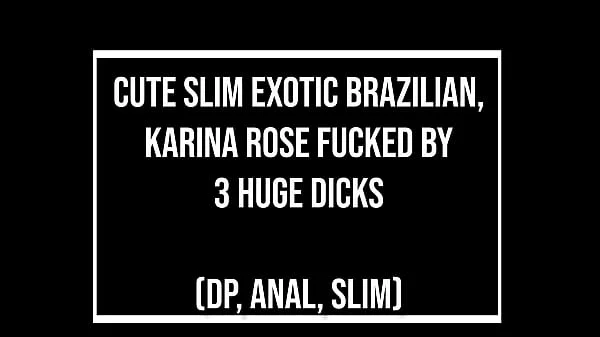 Cute slim Brazilian, Karina Rose fucked by 3 huge cocks (DP, Anal, Monster cock, slim, BBC, Dirty talk) OB333