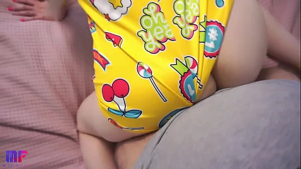 Cutie with big boobs sucks cock and lets her pussy fill with cum