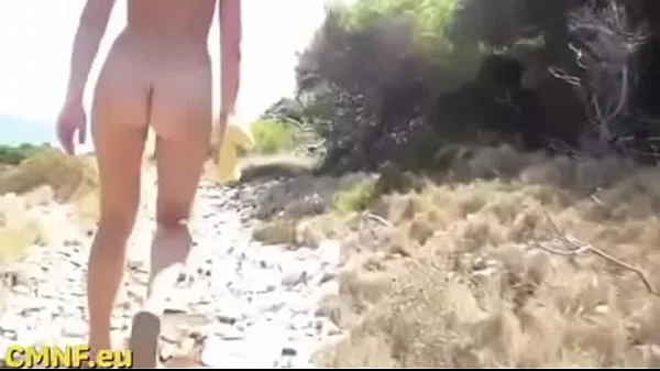 Candid nudist teen goes for a walk