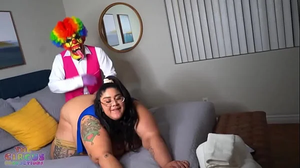 Crystal Blue 420 Gets her back blown out my Gibby The Clown on her Husbands bed