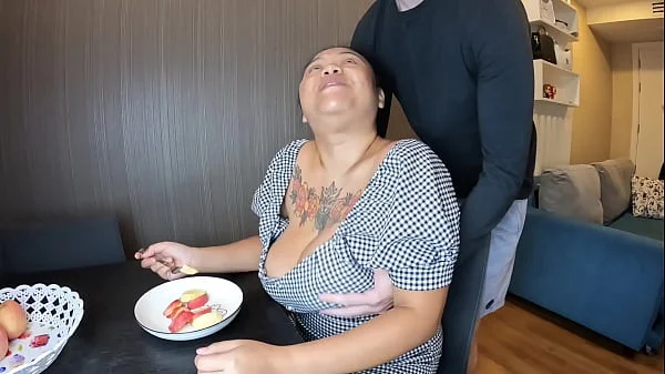 Busty Asian Breastfeeding Explosive Handjob and Interracial Sex