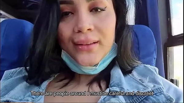 Bus passenger caught me teasing my body and he helps me squirt