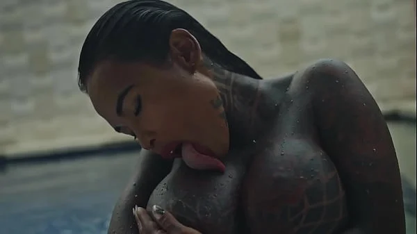 SANKTOR - INKED JAPANESE MILF WITH HUGE TITS MASTURBATES