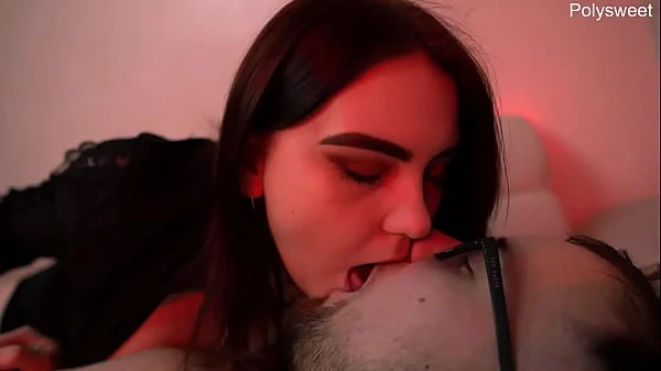 Hard sex and cum in mouth kiss