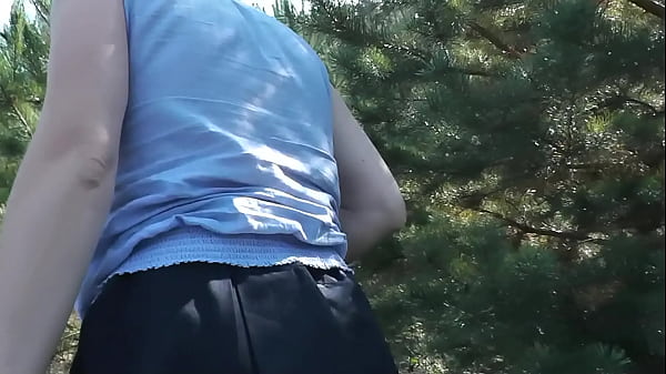 MILF beautiful blonde sexy Frina picks in forest and forgot to wear panties. Without panties. No panties upskirt. Naked in public. Outdoor. Outdoors. Outside
