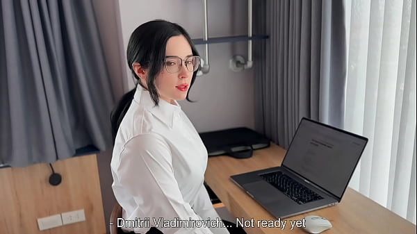 Horny Secretary Sucks and Fucks Boss's Dick till Cum in Mouth - Caught Masturbating at Workplace